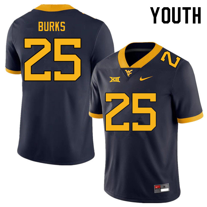 Youth #25 Aubrey Burks West Virginia Mountaineers College Football Jerseys Sale-Navy